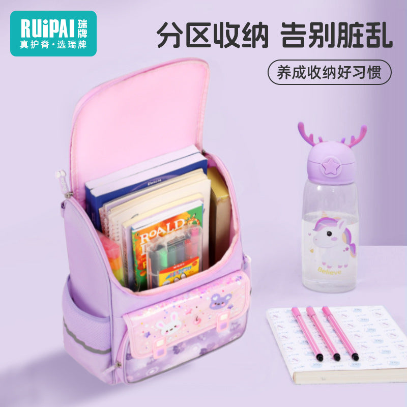 Rui brand children's girls' schoolbag, primary school students grades 1-3, large-capacity lightweight schoolbag for girls, primary school students backpack
