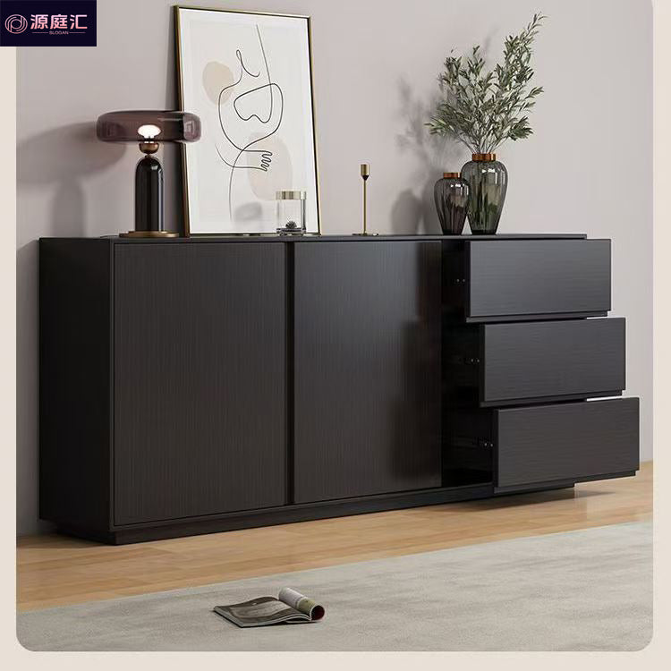 Minimalist sideboard, light luxury solid wood wine cabinet, wall-mounted tea and beverage cabinet, black storage cabinet, customer bedroom organizer