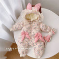 Baby girl winter fashionable and cute romper, outing cotton-padded jumpsuit, infant winter fleece-lined thickened outing onesie