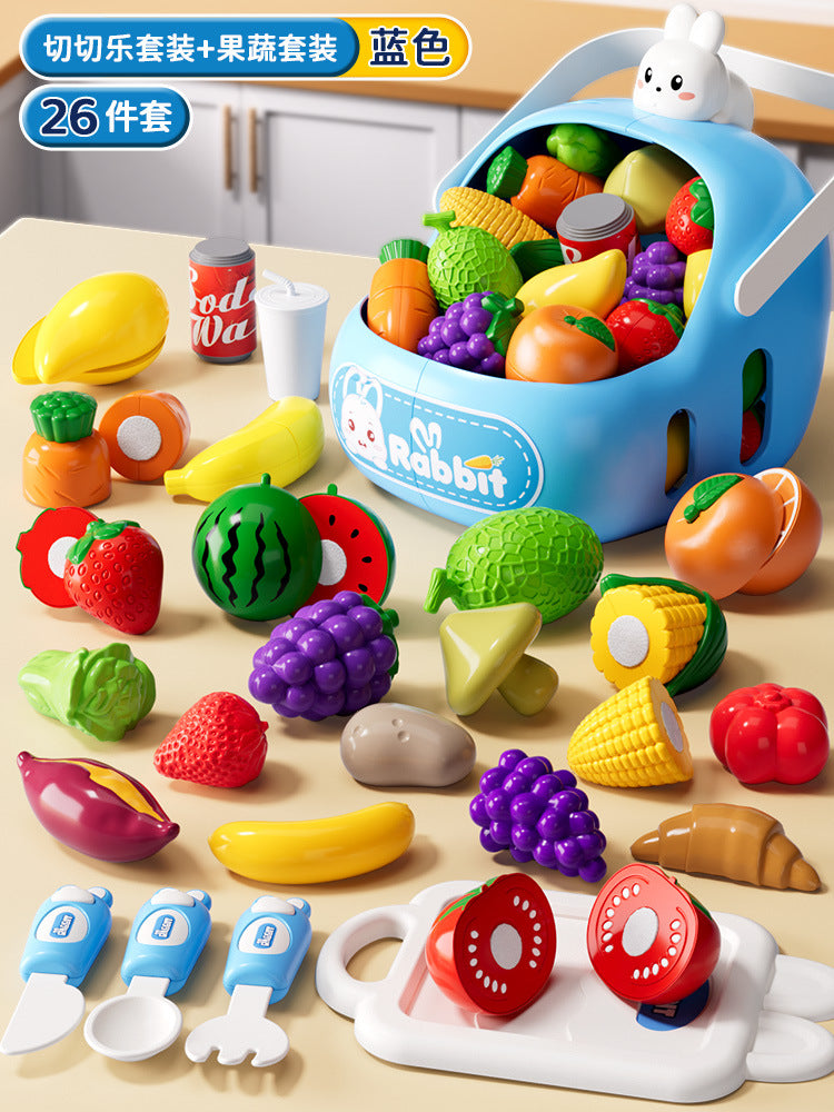 Kids' fruit cutting playset - pretend play kitchen for boys and girls - vegetable cutting toy - baby kitchen set - cake gift
