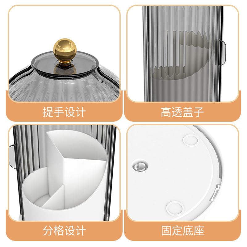 Desktop storage box transparent cosmetics accessible luxury rotatable compartment makeup dustproof storage rack dressing table storage tube