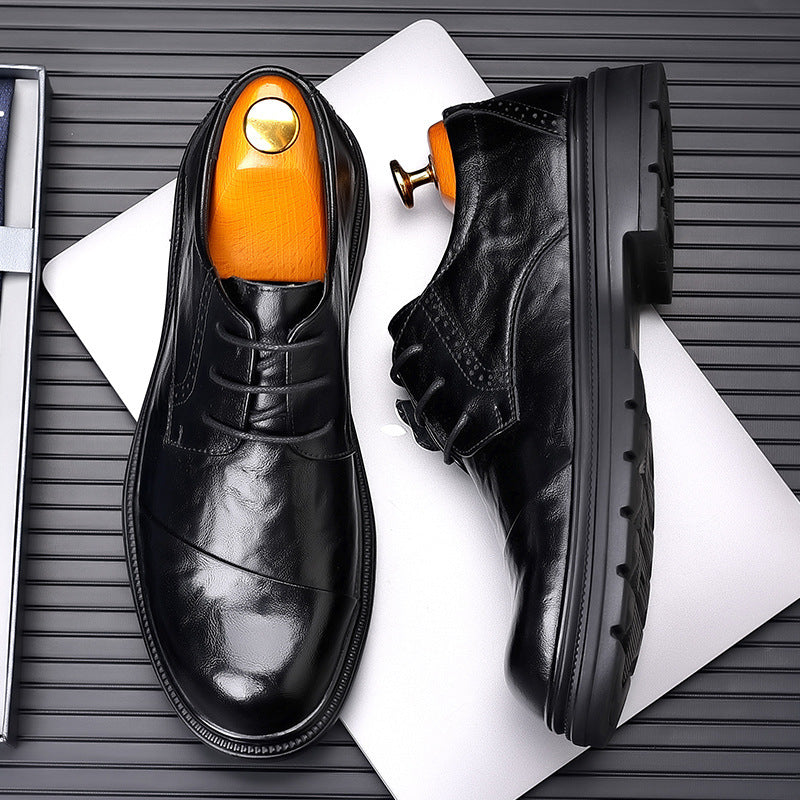 Men's leather dress shoes - new autumn collection: business formal, casual, breathable, soft sole, soft leather, british style, wedding shoes