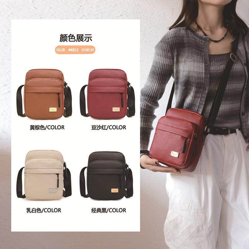 Simple soft leather texture messenger bag women's fashion retro versatile commuter small square bag layered storage going out shoulder bag