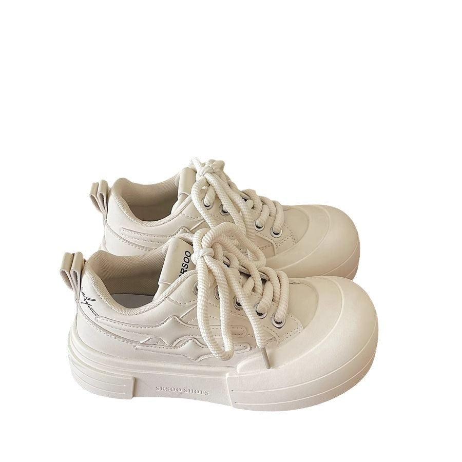 Meteor white shoes women's fall and winter heightened thick sole big toe ugly cute shoes 2026 new arrival easiest for match casual sneakers preppy style