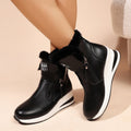 autumn/winter new collection: platform wedge heel, height-increasing, casual short boots with side zipper, fleece-lined, extra thick, warm snow boots for women