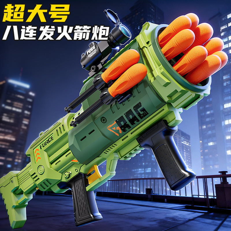 Kids' military green rocket launcher toy - 8 round magazine, military model toy mortar with barrel, birthday gift