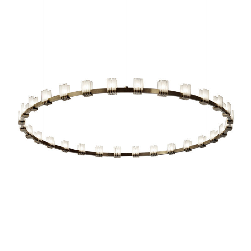 Hotel dining hall lobby chandelier - modern minimalist banquet hall light luxury ring round crystal chandelier - restaurant private room pendant light
