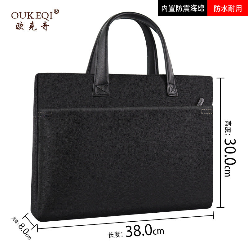 Oxford cloth business laptop bag with custom logo printing, large capacity tote briefcase, conference document bag, waterproof file bag