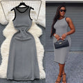Designer color block striped knit dress - women's 2024 new summer korean style midi sleeveless tank dress