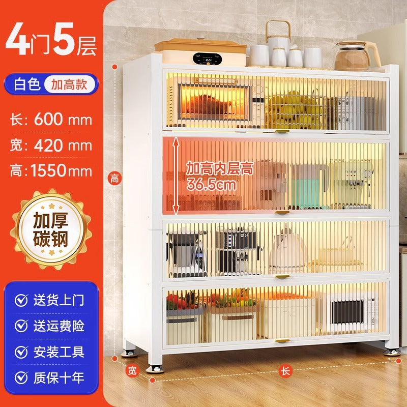 Kitchen storage rack with door, dust-proof storage cabinet, floor-standing multi-layer multi-functional cupboard, sideboard, cupboard, storage cabinet
