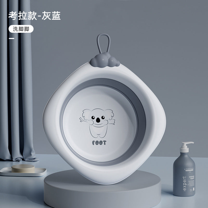 Diamond-shaped koala baby foldable wash basin - multi-purpose sink for face, bottom, and feet - newborn and infant plastic washbasin