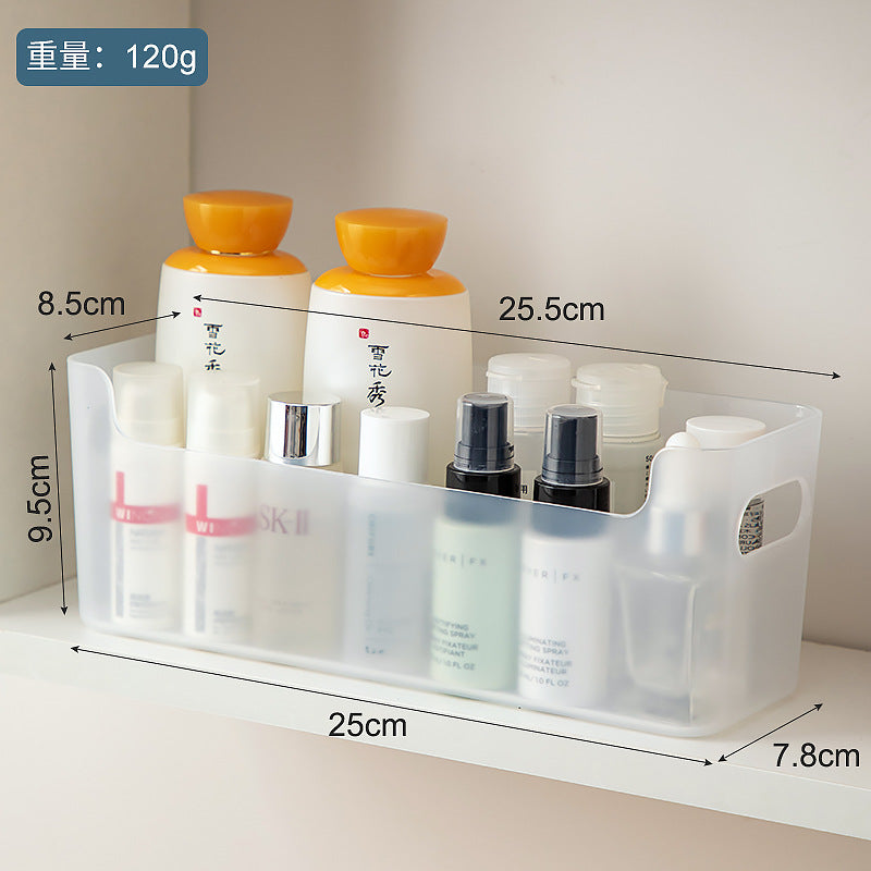 Bathroom, toilet, mirror cabinet, storage box, plastic transparent desktop, makeup brush, cosmetic mask, skin care product storage box.