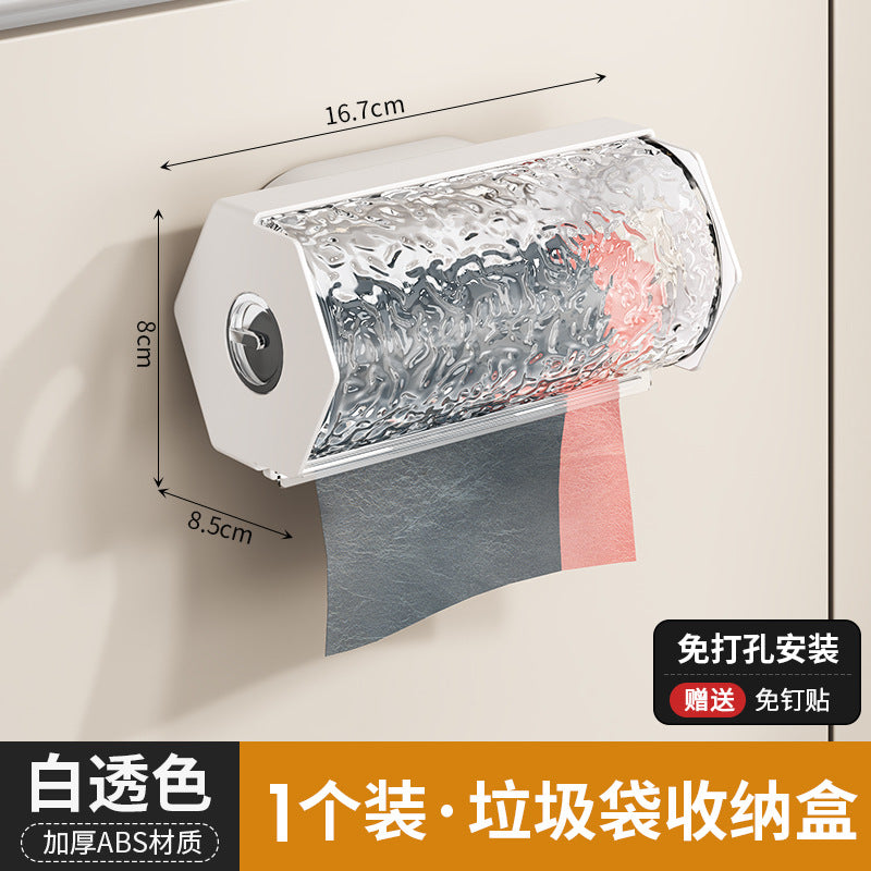 Garbage bag non-punching storage box Wall-mounted large-capacity kitchen bag non-marking extraction box Plastic bag storage device