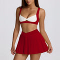 casual pleated skirt breathable fake two-piece quick-drying fashion tape running sports high waist fitness short skirt tennis skirt