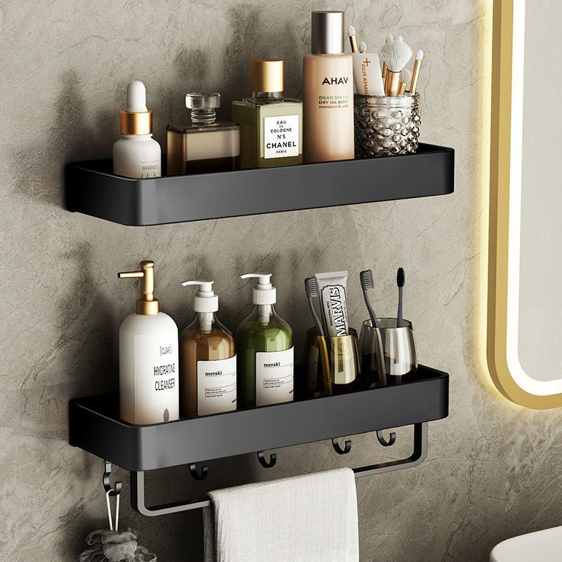 Bathroom shelf wall-mounted organizer, wall-mounted storage rack, vanity counter toilet punch-free towel rack
