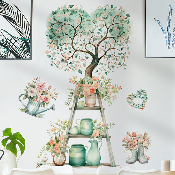 Love Tree PVC Wall Sticker Fresh INS Sticker Bedroom Background Wall Mural Living Room Flower Pot Background Wall Decoration Sticker