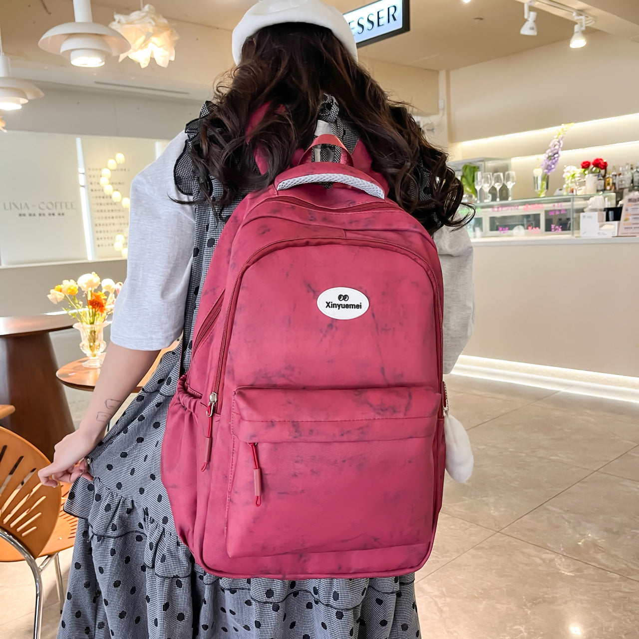 New fashionable and simple tie-dye junior high school high school student schoolbag girls large capacity backpack lightweight versatile travel bag