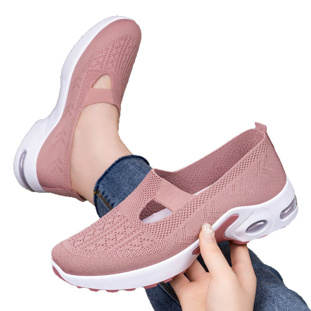 Exportplus sizespringnew arrival flying mesh shoes women's slip-on thick sole breathable casual shoes soft bottom cushion shoes women