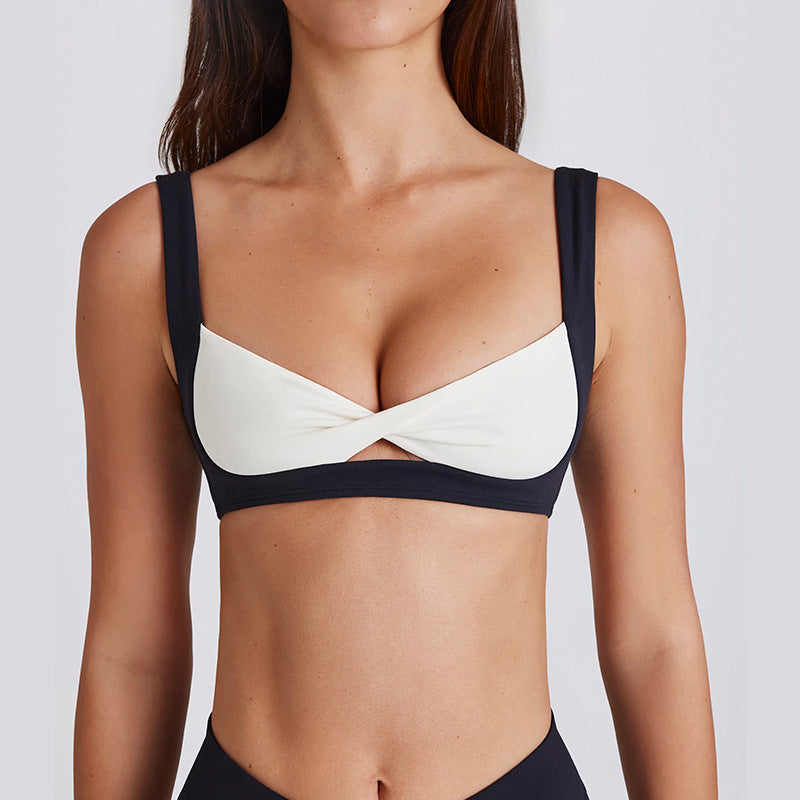 sexy detachable bra running yoga seamless contrast color bra twist suspender beautiful back sports intimates women