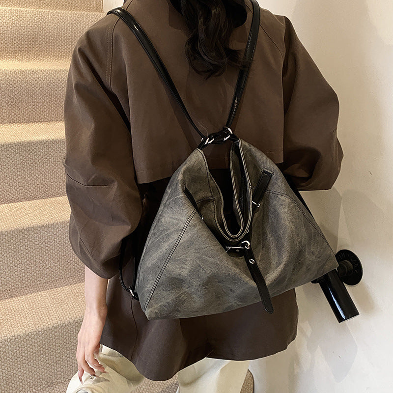 Multi-purpose large-capacity retro 2025 new autumn and winter casual solid color single double shoulder crossbody commuter single shoulder tote bag