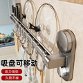Suction cup kitchen hook, punch-free telescopic hanging rod, pot, spoon, shovel, multi-functional knife holder, wall-mounted storage rack