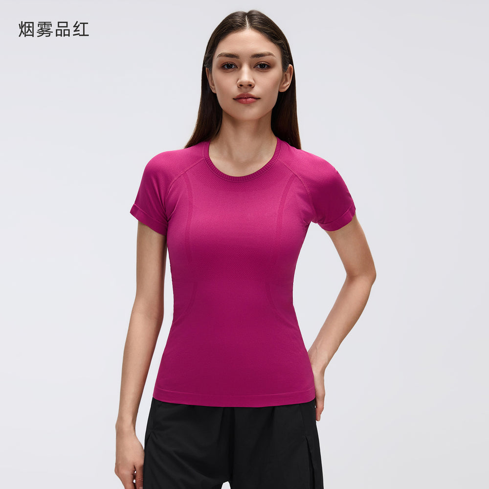 Spring/summer new women's short-sleeve crew neck sports t-shirt - running, fitness, slim-fit, breathable yoga top - s2067
