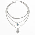 hot-selling retro exaggerated sense of design devil's eye pendant necklace fashionable multi-layer diamond-encrusted ins clavicle chain