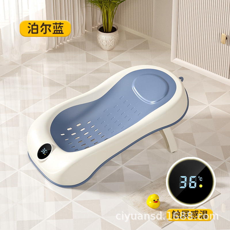 Baby bath support lounger - newborn bathtub with sit & lie down options, baby bath net, temperature-sensitive bath rack