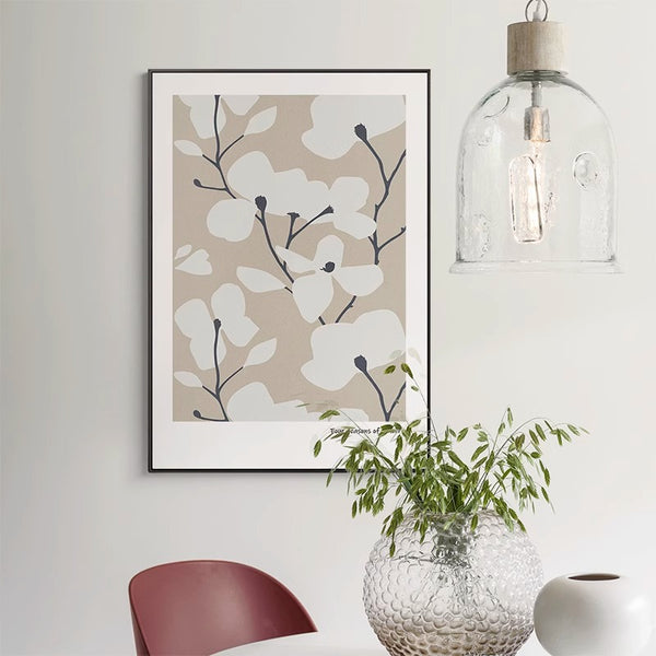 Nordic ins style flower porch decorative painting small fresh bedroom bedside painting cream Japanese healing hanging painting