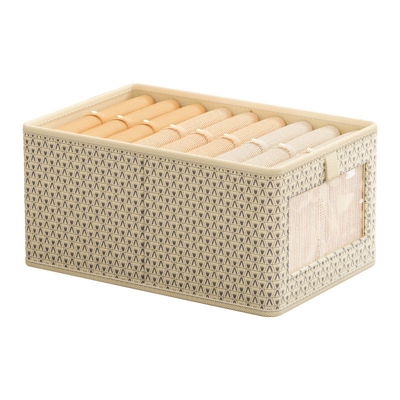 Beige V-shaped visual window clothing storage box ins wardrobe classification storage box household clothes pants storage box