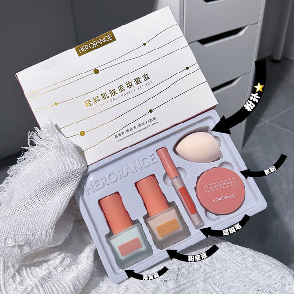 HERORANGE~ Face Makeup Set Beginner Plain Isolation Cream Makeup Primer Foundation Concealer Combination Set