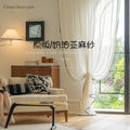 Original black edge cream linen gauze curtain decorative window gauze curtain gauze classy living room bedroom punch-free gauze