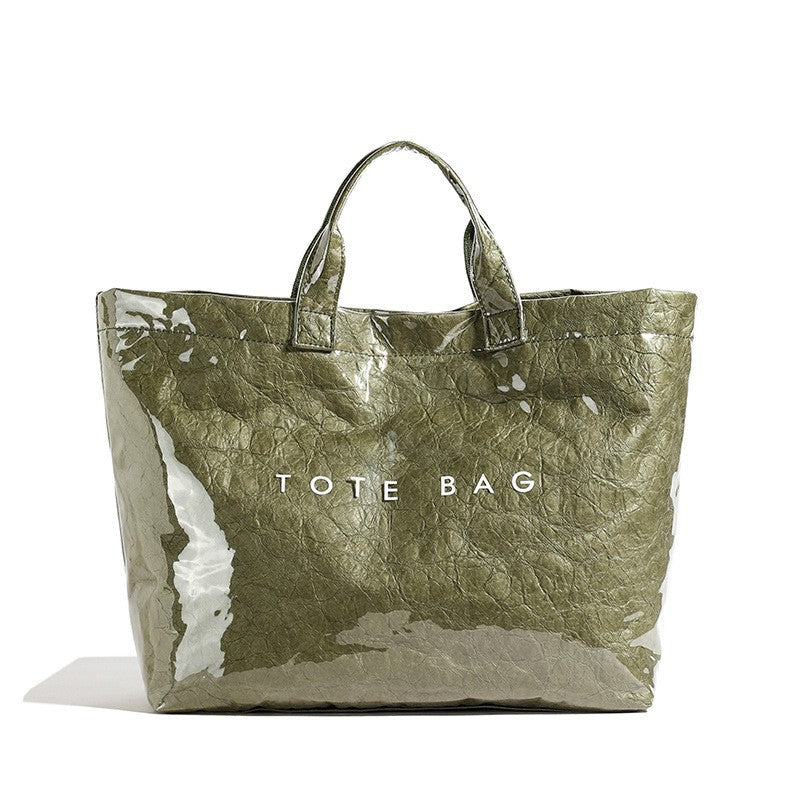 Customized washed composite DuPont paper bag Customized kraft paper tote bag Textured waterproof handbag Environmental protection bag tide