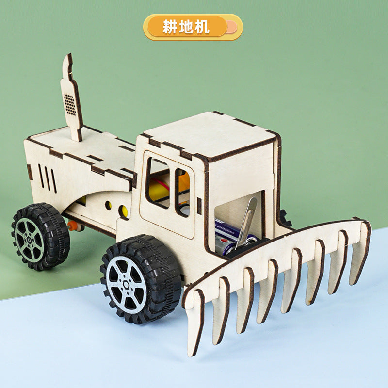 Science and technology small production plowing machine model DIY children hand-assembled model steam maker scientific experimental materials