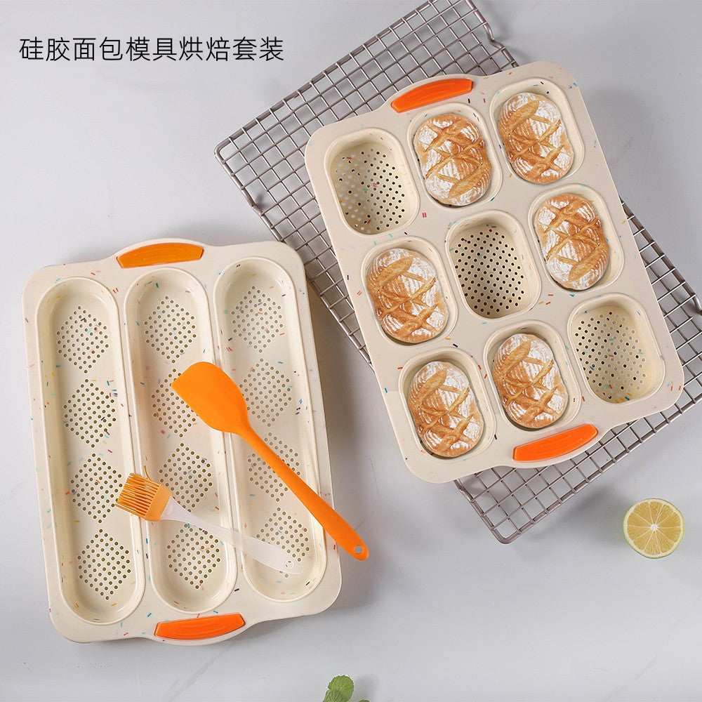 Custom silicone bread mold 3-cavity + 9-cavity set, oven-safe french toast loaf pan, non-stick mini cake baking pan