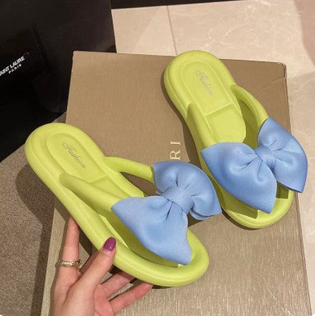 Women's soft sole slides - "cloud-like" comfort, perfect for summer 2025! cute bow detail, sweet beach flip-flops