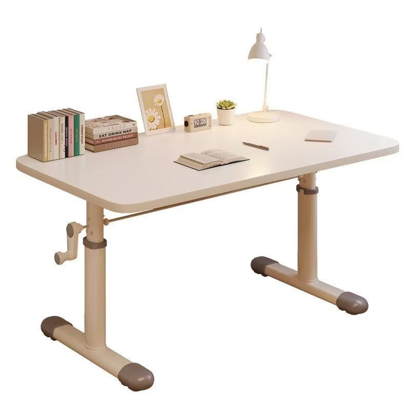 Hand-crank adjustable desk, thickened study table, bedroom study room complete computer desk set, adjustable wooden children's desk and chair set