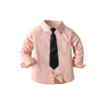 Kids' korean style spring new arrival boys' shirt - preppy style lightweight cotton white long sleeve shirt with tie