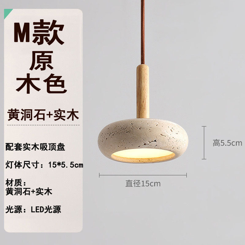 Vintage dining room light Bedroom bedside chandelier Cream wind wabi-sabi wind Bar light Yellow cave stone small decoration minimalist