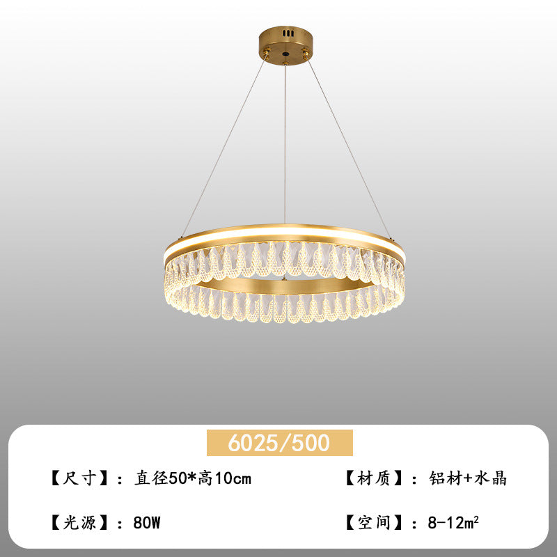 Italian light luxury crystal living room chandelier modern simple round master bedroom lighting creative dining room 2023 new