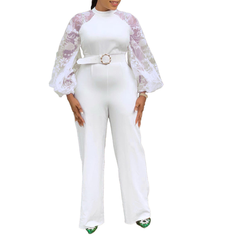 C8505 independent station foreign trade women's clothing  autumn new style long-sleeved silmelegantcasualstraight-legfashion jumpsuit