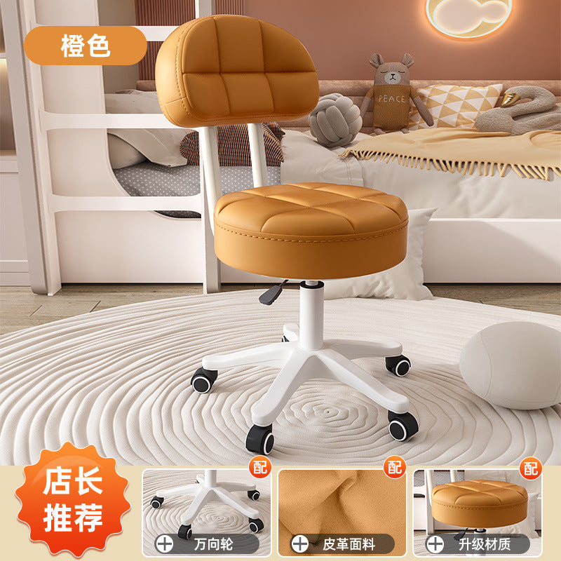 Swivel caster stool, portable shoe-changing stool for doorways, household living room and bedroom rolling stool, low stool with seamless edges, perfect for wiping floors and taking care of kids