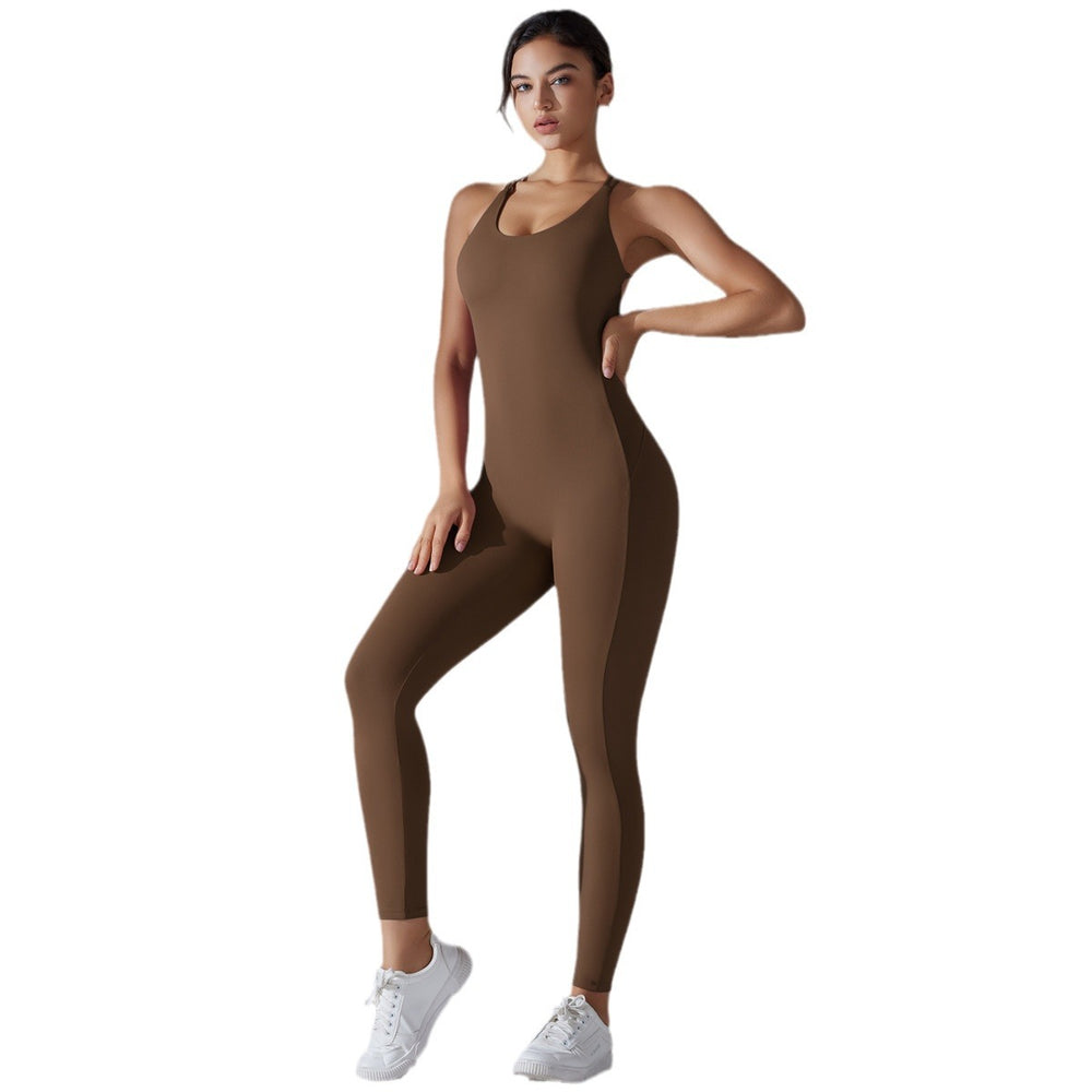 New arrival sling beautiful back yoga wear jumpsuit peach butt lift tight running jumpsuit quick-drying sports jumpsuit