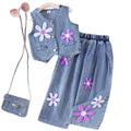 Kids clothing cross-border exportfall and winternew arrival children's blue vest + pants baby children's clothing