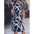 Shipped: cross-border european and american retro slim-fit printed vacation maxi dress with belt, v-neck, and short sleeves for women