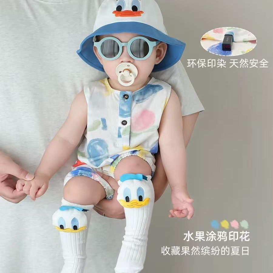 Summer lightweight baby romper, sleeveless bodysuit, cartoon summer outfit, cartoon overalls