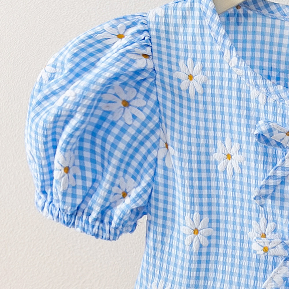 new product girl european and american style socialite ins cute floral bow + shorts set