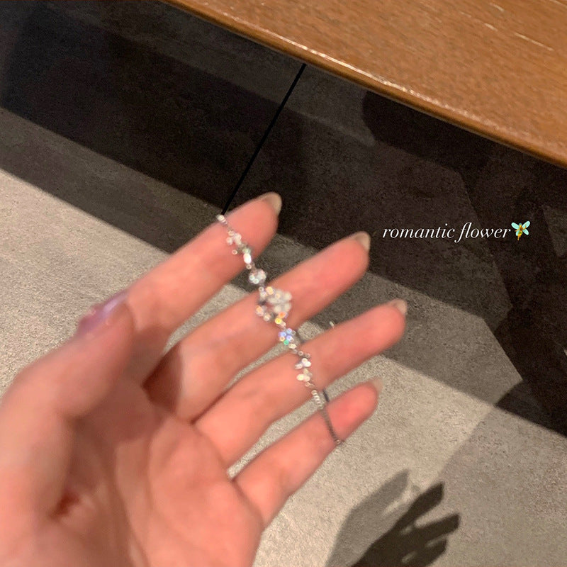 Korean floral pull bracelet - women's ins design, high-end butterfly friendship bracelet, bowknot titanium steel, hypoallergenic
