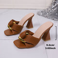 Plus sizeelegant square toe high heels 2026 thick heel metal buckle fashionsexysummernew arrivalexport sandals and slippers for women