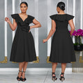 C7253 cross-border   fashion women's elegant high-waisted ruffle party dress